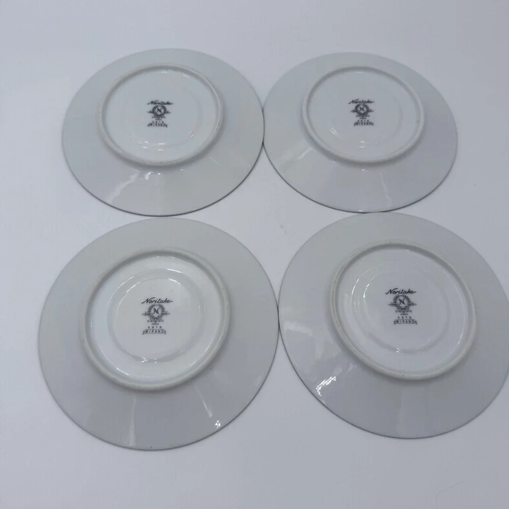 Noritake Mirano 6878 Saucer Set Black Floral Japan Vintage 6